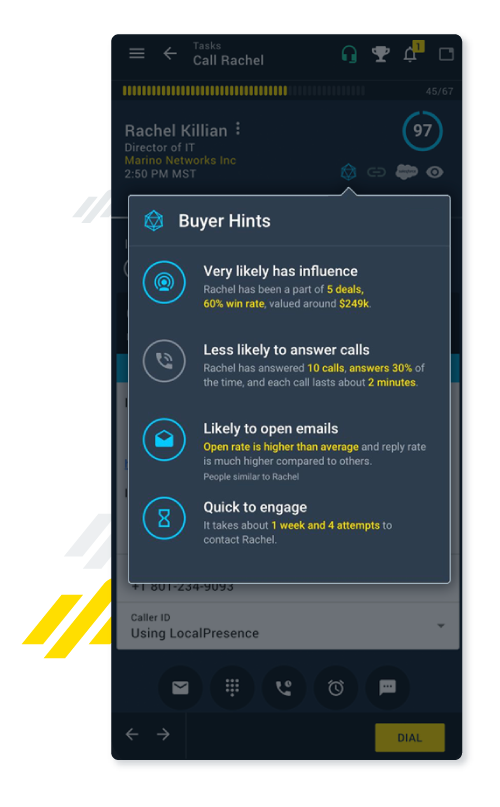 Buyer Hints on Mobile Buyer Hints on mobile devices give sales reps data that they can use anywhere